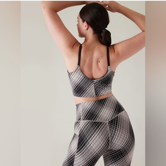 athleta womens cream/black textured elation v-neck longline bra size small - Picture 2 of 3